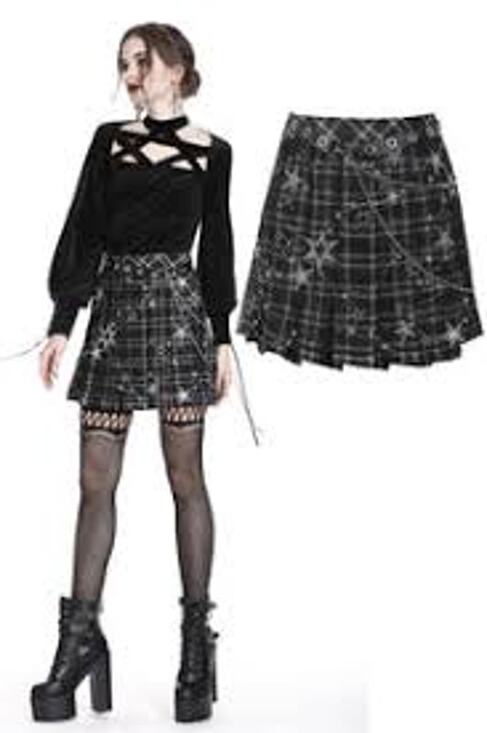 other Dresses & Skirts - DARK IN LOVE Dolls Kill Mini Plaid Skirt KILT GOTH WHIMSY STARS Small S